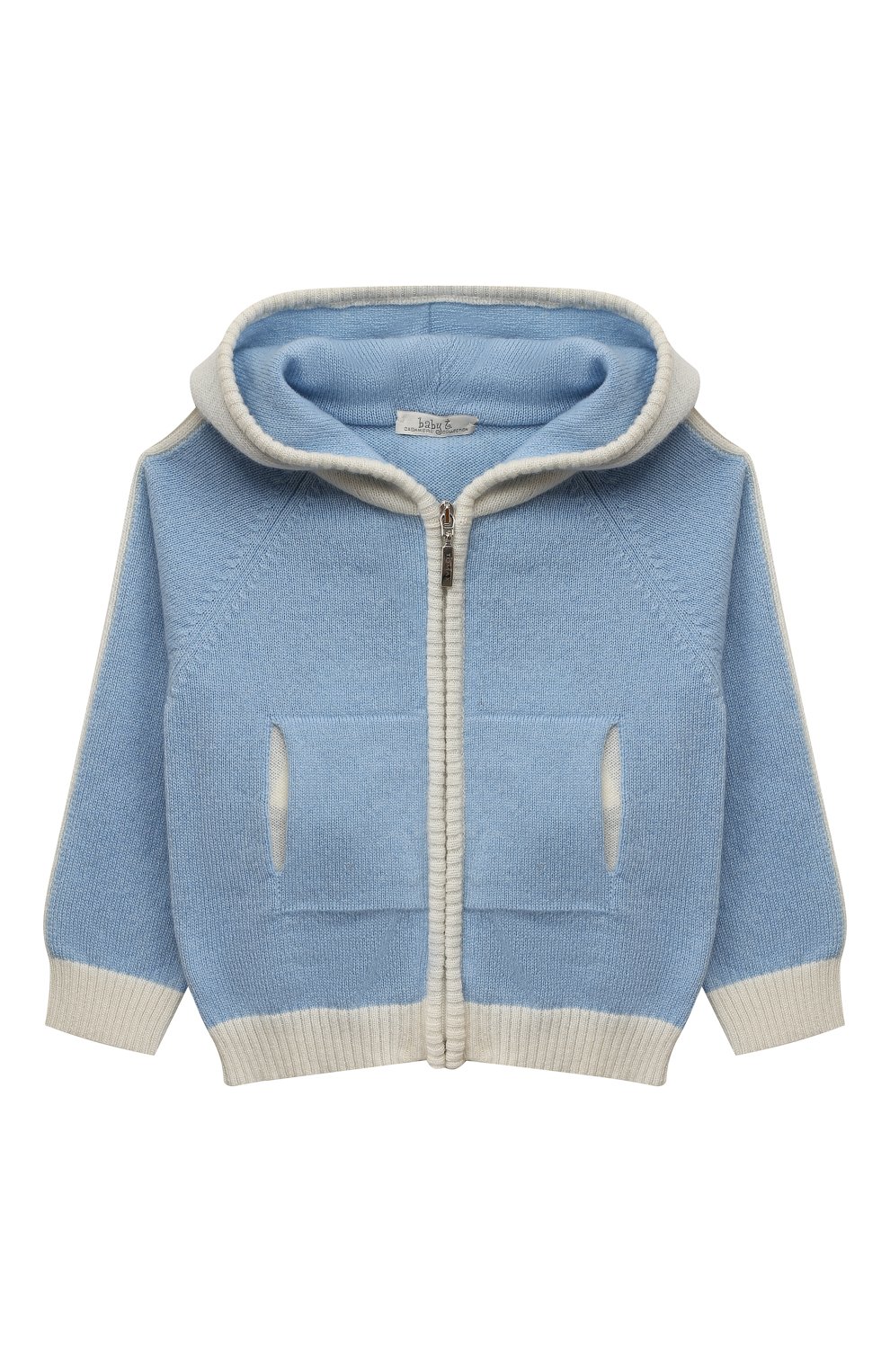 Детский комплект из кардигана с брюками BABY T голубого цвета по цене 15800 руб., арт. 22AIC825TZ/1M-9M | Фото 2 Детский комплект из кардигана с брюками BABY T голубого цвета, арт. 22AIC825TZ/1M-9M | Фото 2