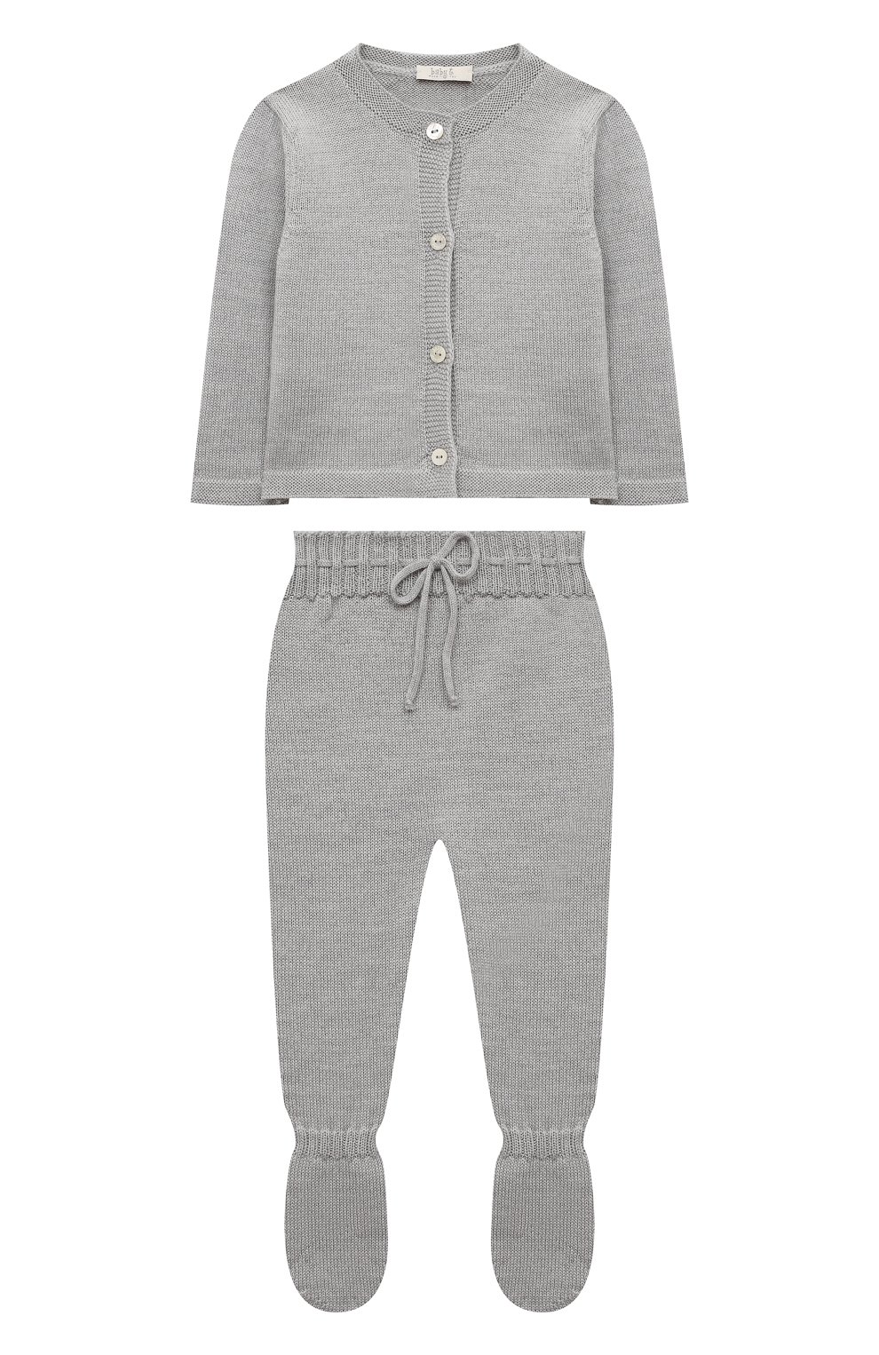 Детский комплект из кардигана и ползунков BABY T серого цвета, арт. 22AI115C/1M-12M | Фото 1