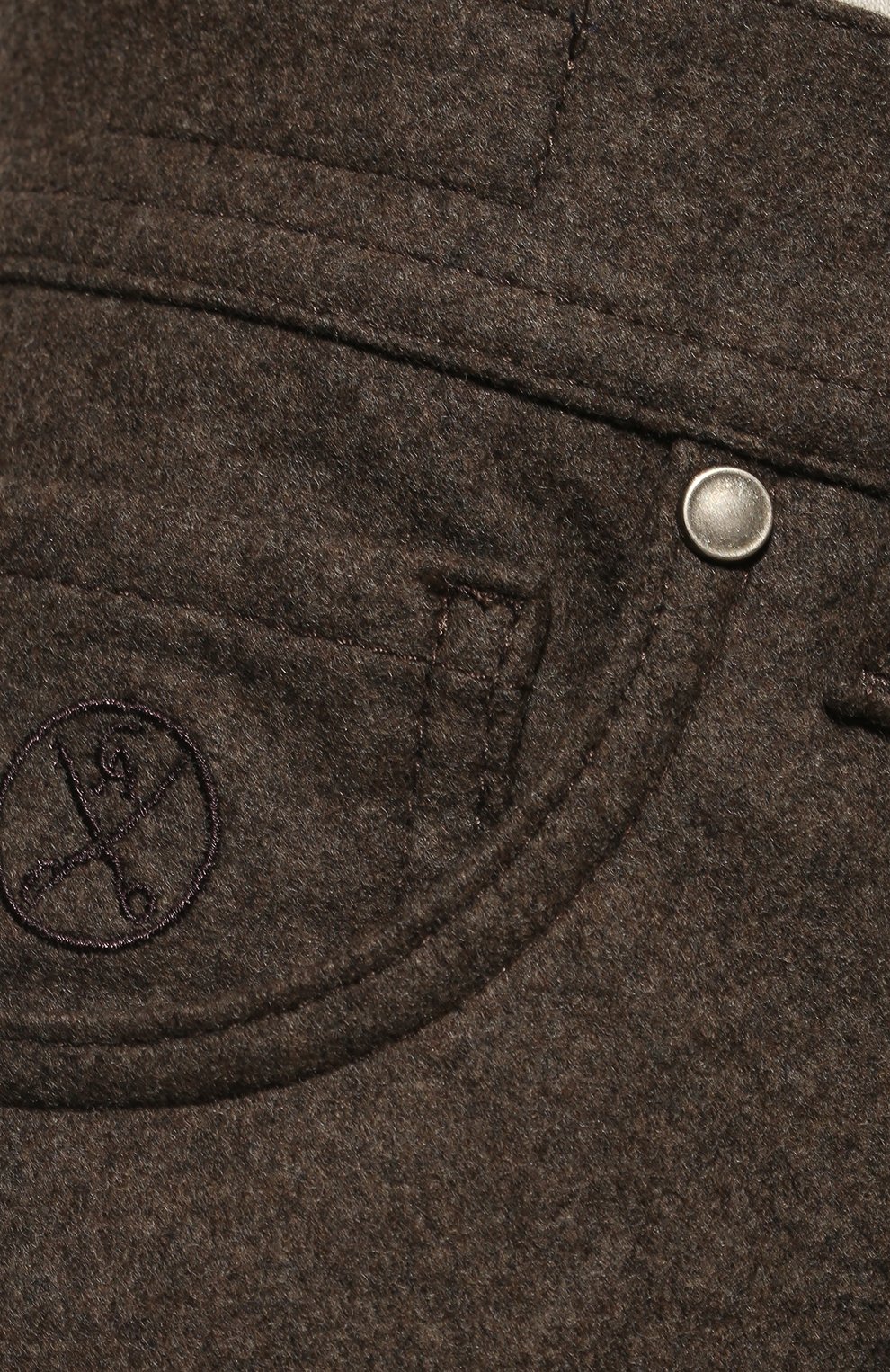 Мужские шерстяные брюки ANDREA CAMPAGNA коричневого цвета, арт. AC501/T207.10 | Фото 5 (Материал внешний: Шерсть; Длина (брюки, джинсы): Стандартные; Случай: Повседневный; Стили: Кэжуэл)