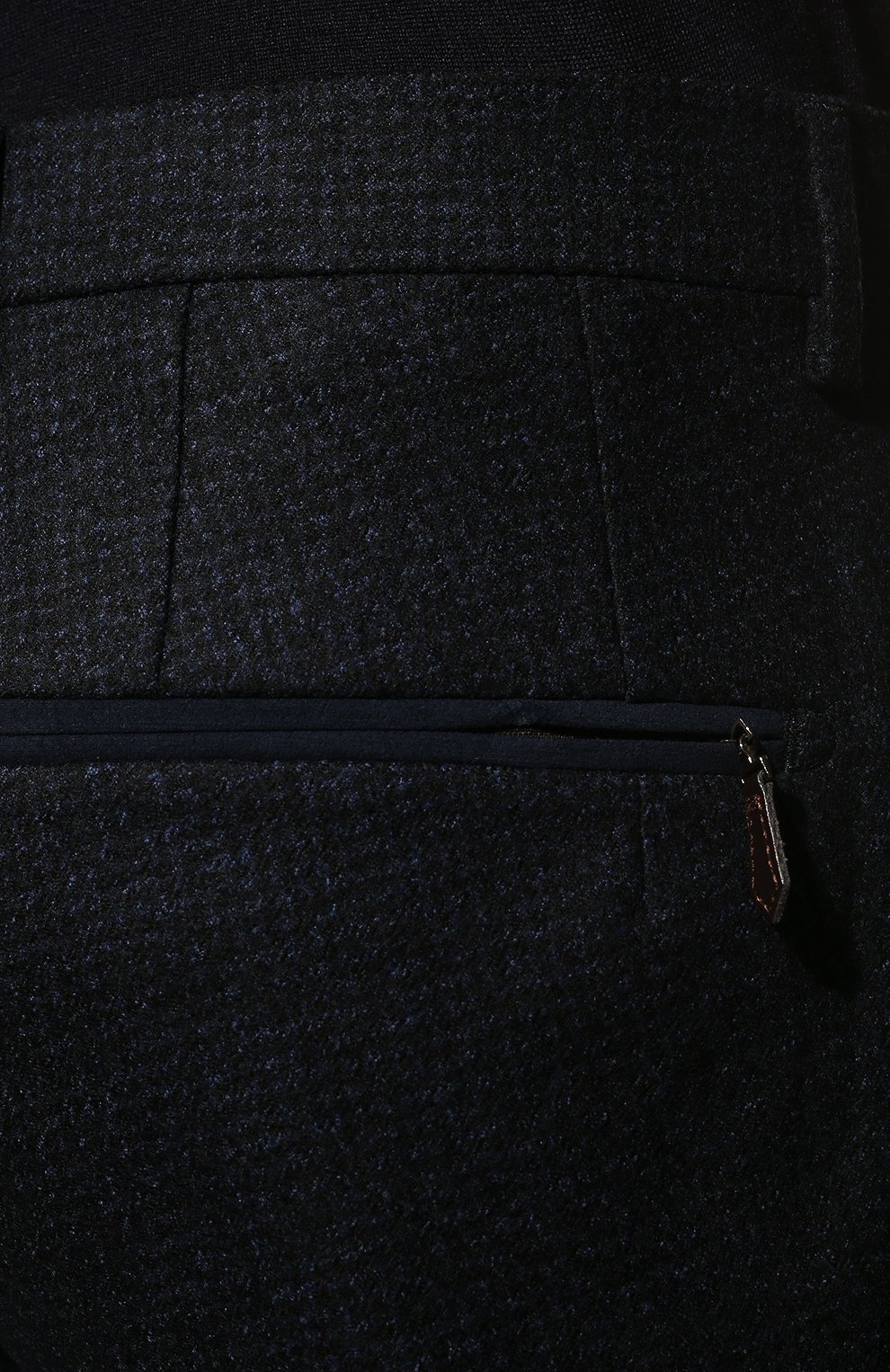 Мужские шерстяные брюки BERWICH темно-синего цвета, арт. VULCAN0Z/AN4326 | Фото 5 (Материал внешний: Шерсть; Длина (брюки, джинсы): Стандартные; Случай: Повседневный; Материал подклада: Купро; Стили: Кэжуэл)