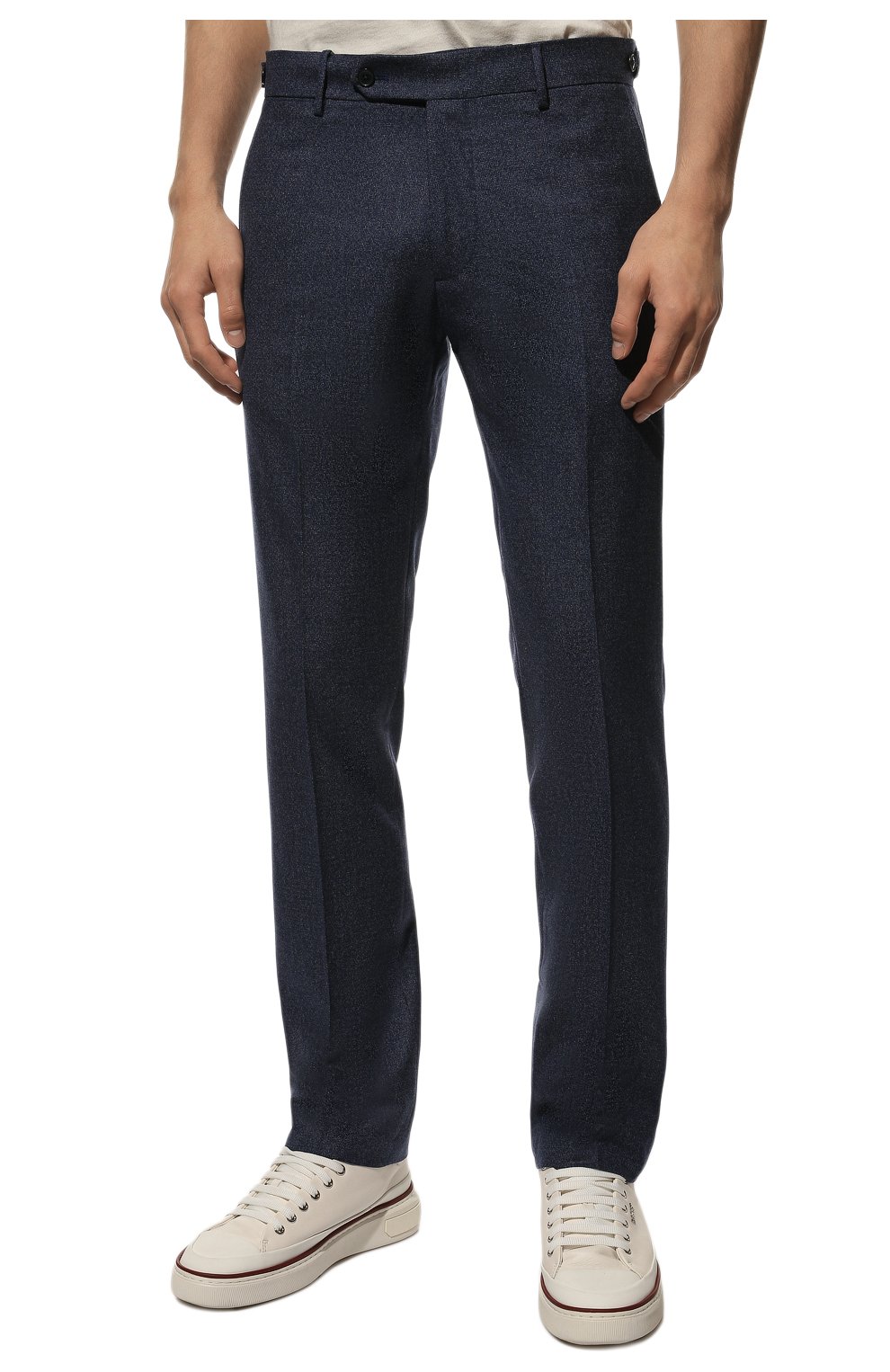 Мужские брюки из шерсти и хлопка BERWICH темно-синего цвета, арт. VULCAN0Z/GB1674 | Фото 3 (Материал внешний: Шерсть; Длина (брюки, джинсы): Стандартные; Случай: Повседневный; Материал подклада: Купро; Стили: Кэжуэл)