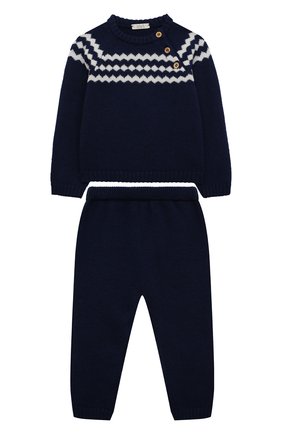 Детский комплект из пуловер и брюк BABY T синего цвета по цене 10900 руб., арт. 22AI080C/18M-3A | Фото 1 Детский комплект из пуловер и брюк BABY T синего цвета, арт. 22AI080C/18M-3A | Фото 1