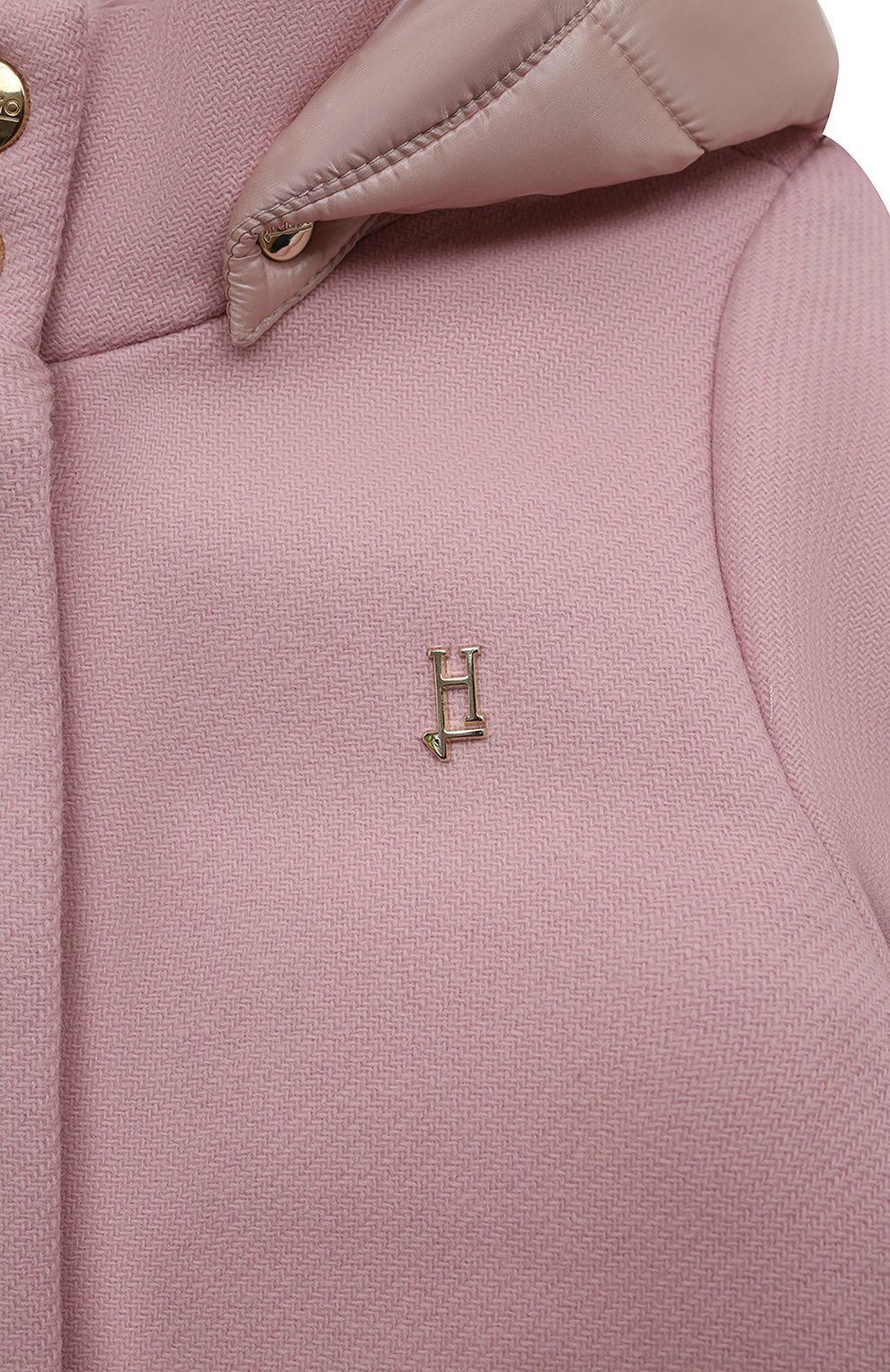 Детское шерстяное пальто HERNO розового цвета, арт. CA000012G/33344/4A-8A | Фото 3 (Материал внешний: Шерсть; Рукава: Длинные; Материал подклада: Синтетический материал)