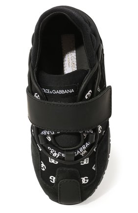 Детские кожаные кроссовки DOLCE & GABBANA черного цвета, арт. DN0177/AR533 | Фото 4 (Материал внутренний: Натуральная кожа)