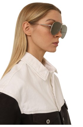 Женские солнцезащитные очки VALENTINO зеленого цвета, арт. VLS-100B | Фото 2 (Тип очков: С/з; Материал: Металл; Оптика Гендер: оптика-женское; Очки форма: Авиаторы)