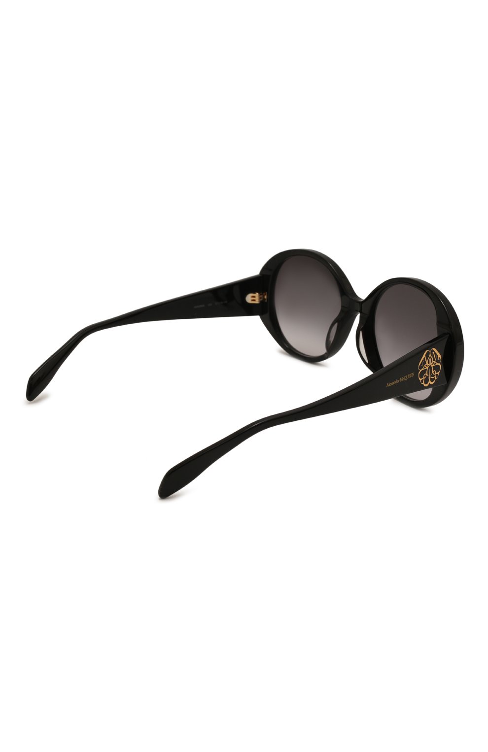 Женские солнцезащитные очки ALEXANDER MCQUEEN черного цвета, арт. AM0285S 002 | Фото 4 (Материал: Пластик; Тип очков: С/з; Оптика Гендер: оптика-женское; Очки форма: Круглые)