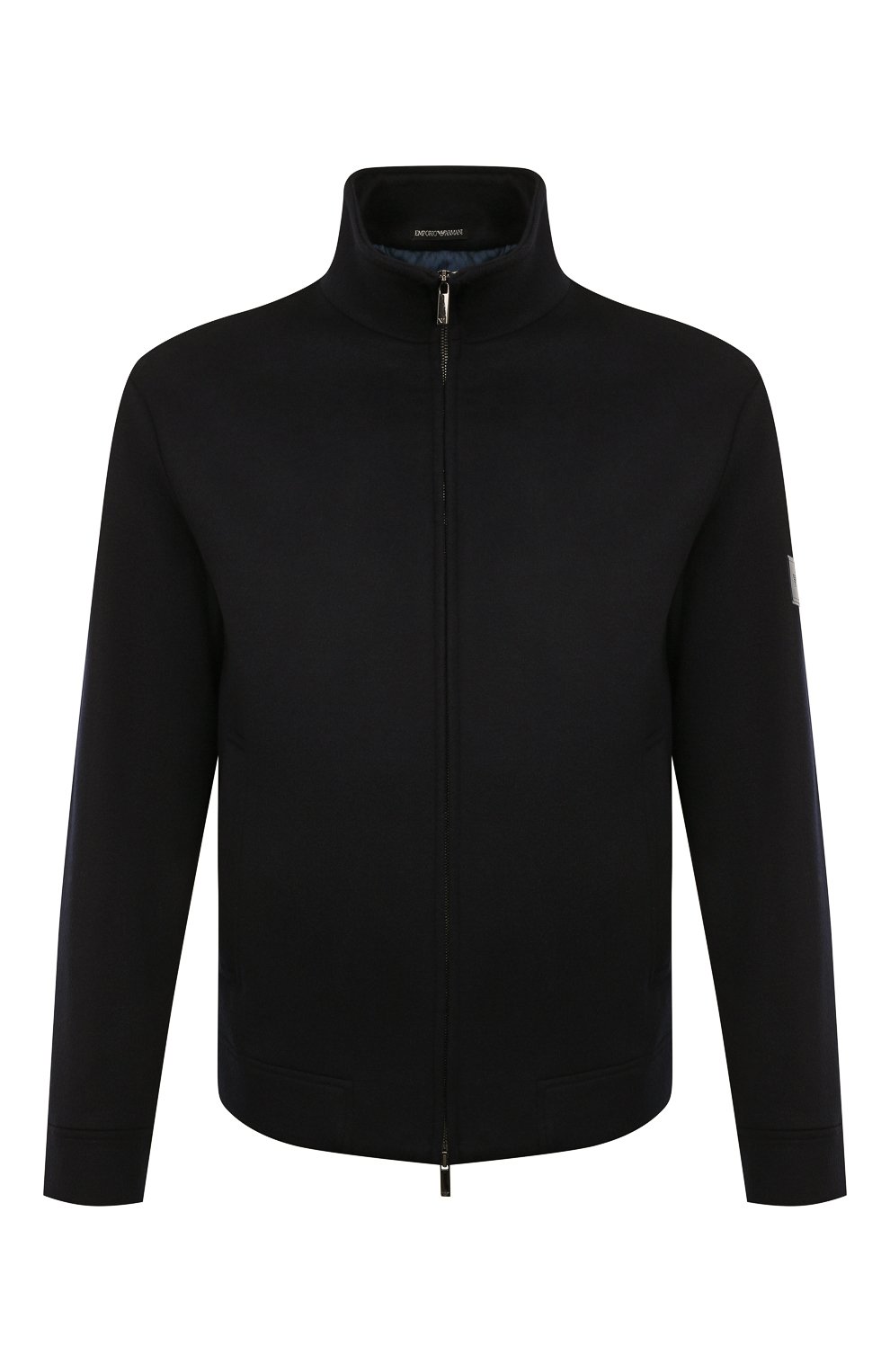 Мужская утепленная куртка EMPORIO ARMANI темно-синего цвета, арт. H31R42/C1452 | Фото 1 (Кросс-КТ: Куртка; Материал внешний: Шерсть; Рукава: Длинные; Мужское Кросс-КТ: утепленные куртки; Материал подклада: Синтетический материал; Длина (верхняя одежда): Короткие; Стили: Кэжуэл)