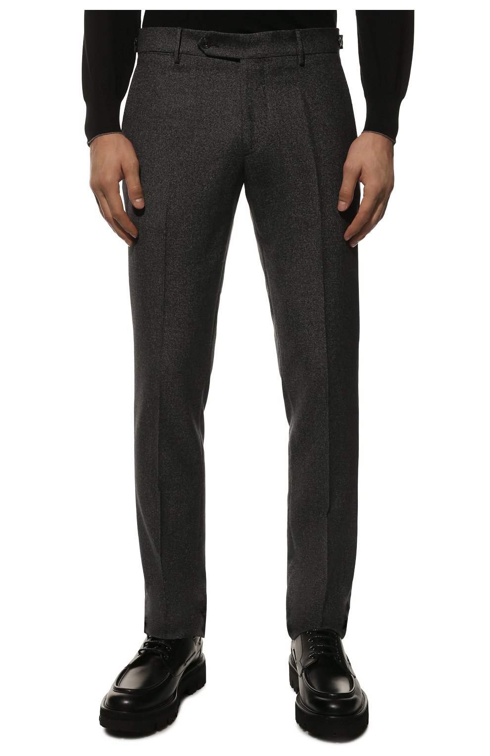 Мужские брюки из шерсти и хлопка BERWICH темно-серого цвета, арт. VULCAN0Z/GB1674 | Фото 3 (Материал внешний: Шерсть; Длина (брюки, джинсы): Стандартные; Материал подклада: Купро; Стили: Кэжуэл)