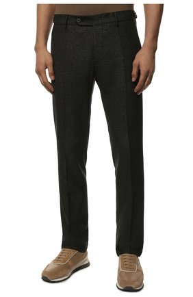 Мужские брюки из шерсти и хлопка BERWICH темно-зеленого цвета, арт. VULCAN0Z/GB1674 | Фото 3 (Материал внешний: Шерсть; Длина (брюки, джинсы): Стандартные; Материал подклада: Купро; Стили: Кэжуэл)