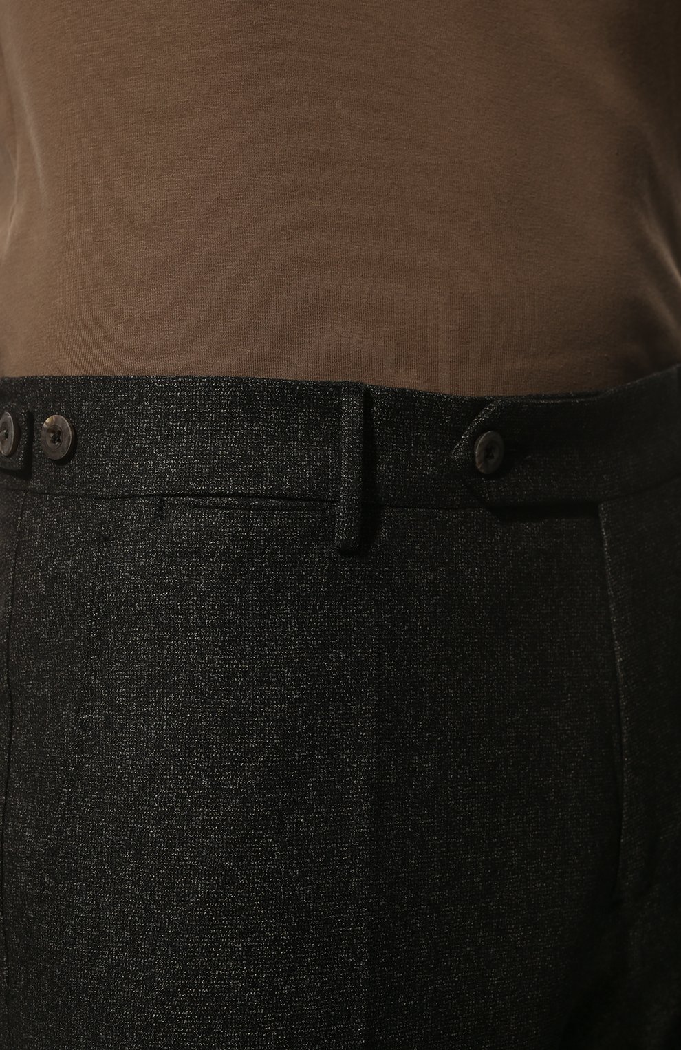 Мужские брюки из шерсти и хлопка BERWICH темно-зеленого цвета, арт. VULCAN0Z/GB1674 | Фото 5 (Материал внешний: Шерсть; Длина (брюки, джинсы): Стандартные; Материал подклада: Купро; Стили: Кэжуэл)