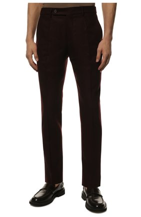 Мужские шерстяные брюки BERWICH бордового цвета, арт. GL0BE/VB1827 | Фото 3 (Материал внешний: Шерсть; Длина (брюки, джинсы): Стандартные; Случай: Повседневный; Материал подклада: Купро; Стили: Кэжуэл)