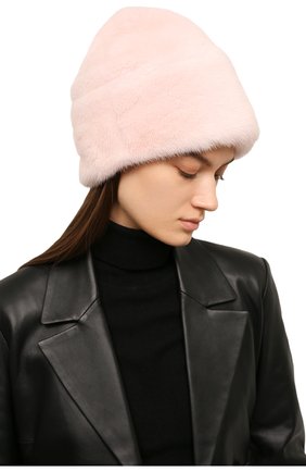 Женская шапка карлен из меха норки FURLAND светло-розового цвета, арт. 0193500110183600000 | Фото 2 (Материал: Натуральный мех)
