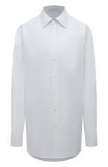 Женская хлопковая рубашка LA NEIGE белого цвета, арт. #CAS-12-LS | Фото 1 (Рукава: Длинные; Принт: Без принта; Женское Кросс-КТ: Рубашка-одежда; Длина (для топов): Удлиненные; Материал внешний: Хлопок; Стили: Кэжуэл)