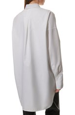 Женская хлопковая рубашка LA NEIGE белого цвета, арт. #CAS-12-LS | Фото 4 (Рукава: Длинные; Принт: Без принта; Женское Кросс-КТ: Рубашка-одежда; Длина (для топов): Удлиненные; Материал внешний: Хлопок; Стили: Кэжуэл)