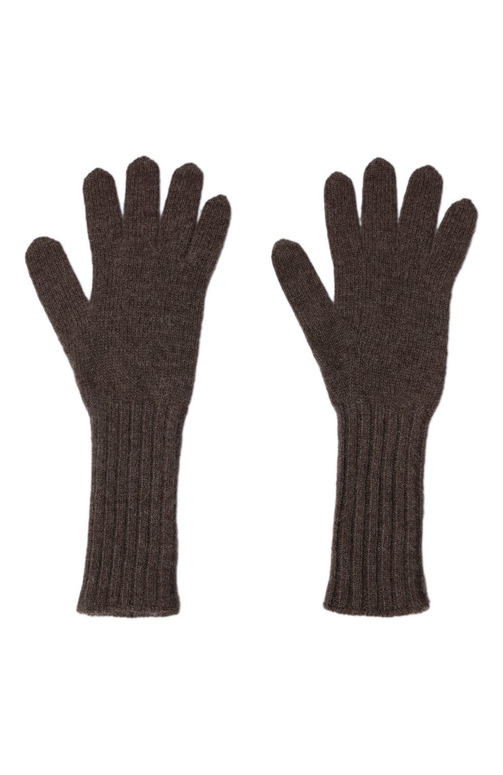 Женские кашемировые перчатки TEGIN коричневого цвета, арт. 5236 | Фото 3 (Материал: Текстиль, Кашемир, Шерсть; Кросс-КТ: Трикотаж)