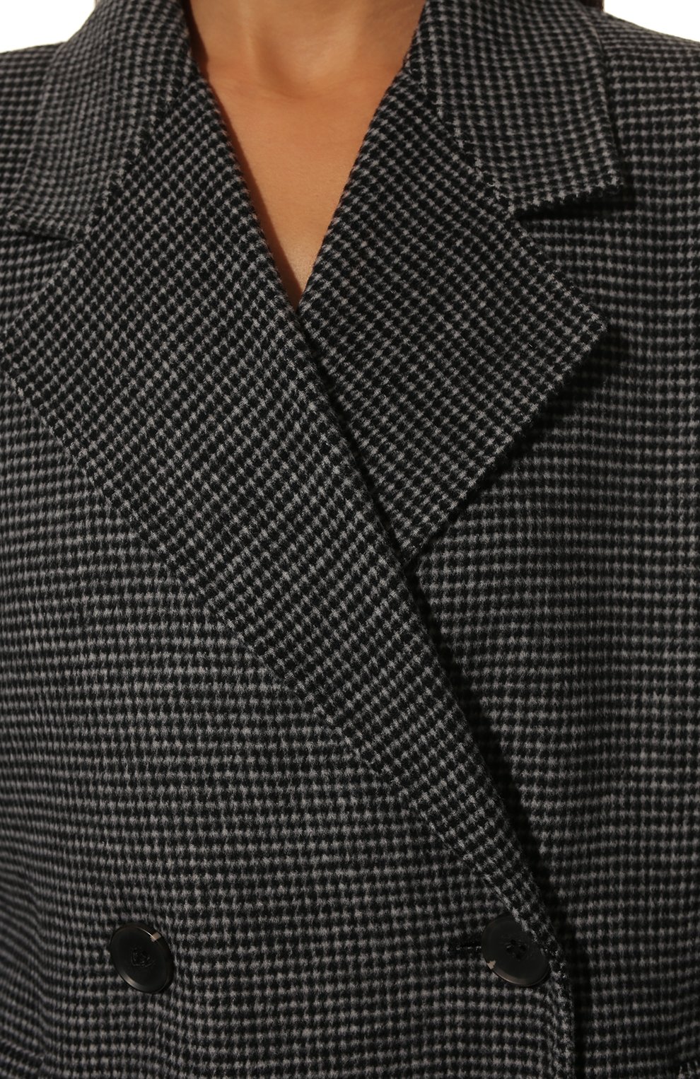 Женское шерстяное пальто IVY OAK черно-белого цвета, арт. I01122F1099 | Фото 5 (Материал внешний: Шерсть; Рукава: Длинные; Длина (верхняя одежда): Длинные; 1-2-бортные: Двубортные; Стили: Кэжуэл)