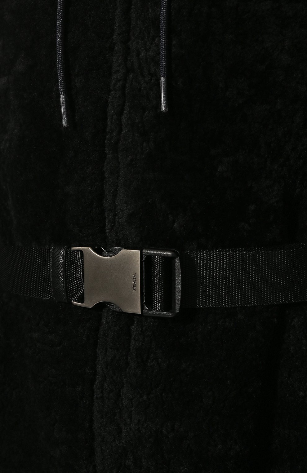 Женская комбинированная дубленка PRADA черного цвета, арт. 56985M-1YDY-F0D9M | Фото 5 (Материал внешний: Натуральный мех; Стили: Кэжуэл)
