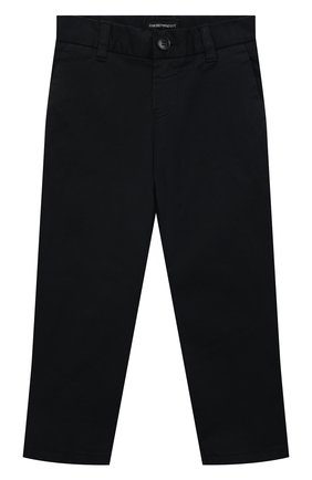 Детские хлопковые брюки EMPORIO ARMANI темно-синего цвета, арт. 6L4P60/4N6YZ | Фото 1 (Материал внешний: Хлопок; Стили: Классический)