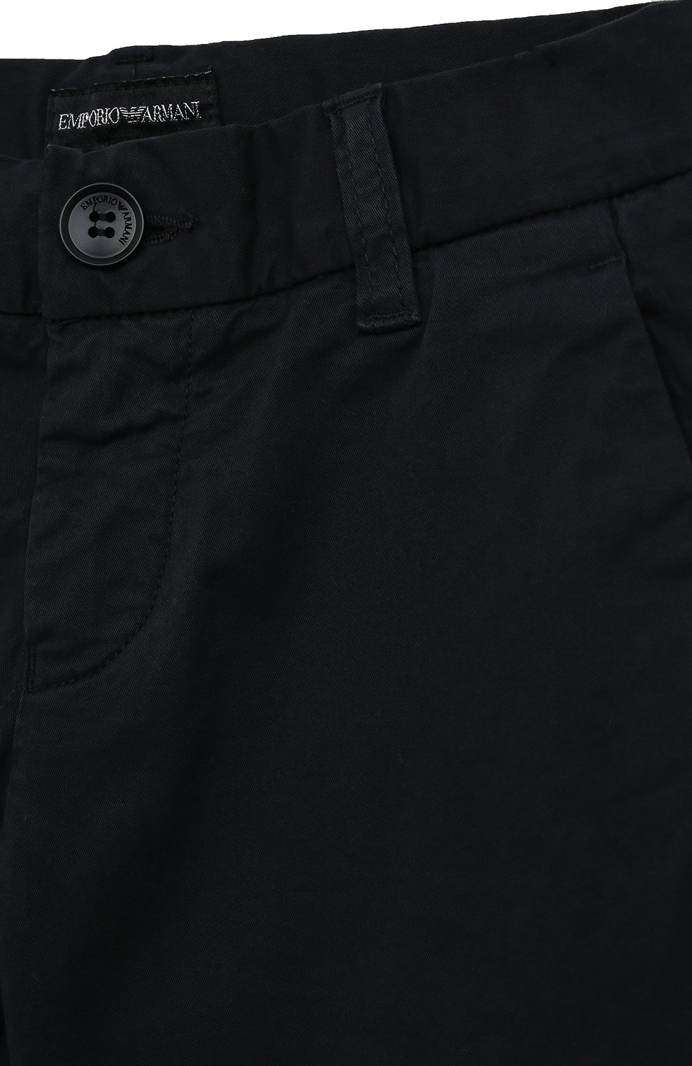 Детские хлопковые брюки EMPORIO ARMANI темно-синего цвета, арт. 6L4P60/4N6YZ | Фото 3 (Материал внешний: Хлопок; Стили: Классический)