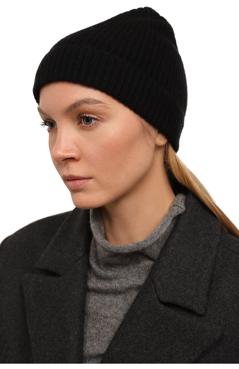 Женская кашемировая шапка ADDICTED черного цвета, арт. MK904 | Фото 2 (Материал: Текстиль, Кашемир, Шерсть)