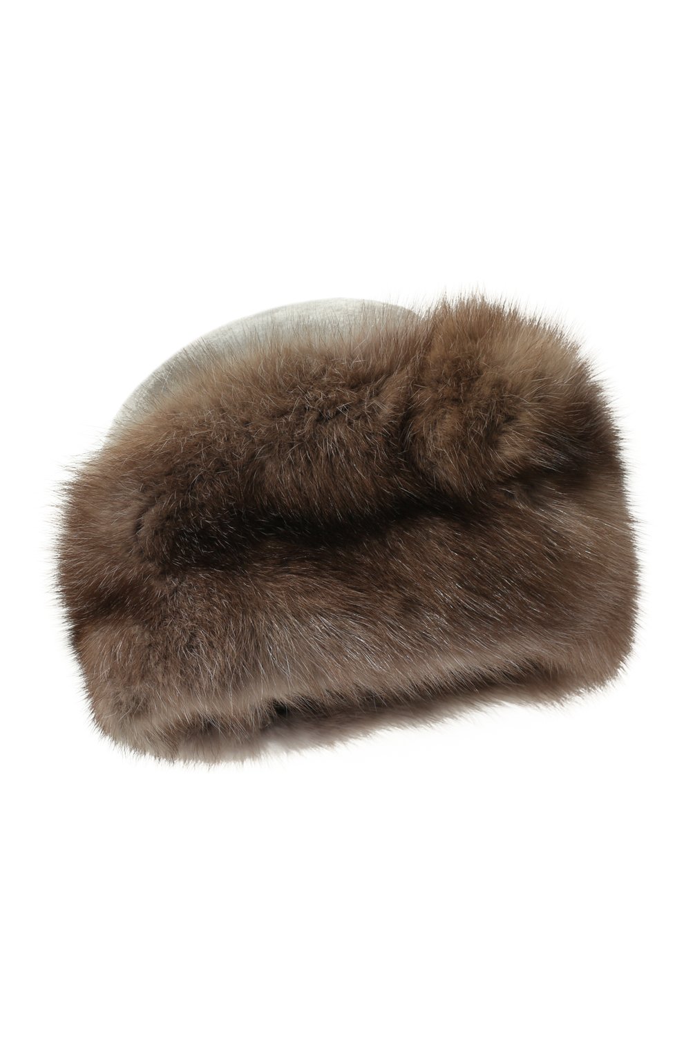 Женская шапка из меха норки и соболя KUSSENKOVV коричневого цвета, арт. 060613456079 | Фото 1 (Материал: Натуральный мех)