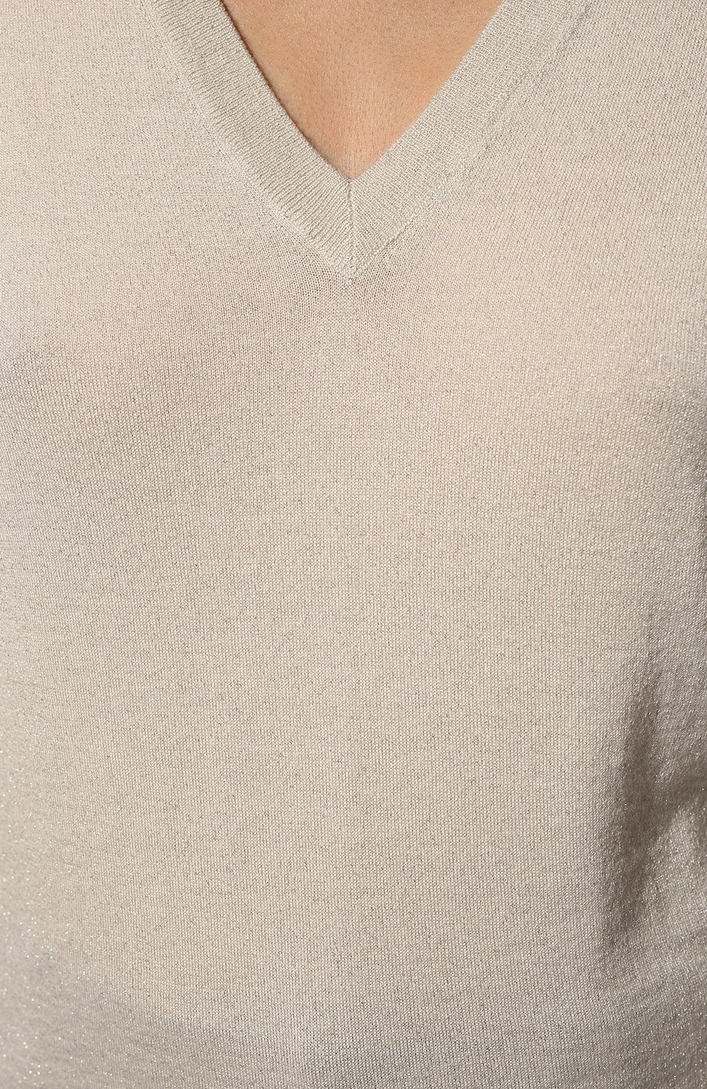 Женский пуловер из кашемира и шелка BRUNELLO CUCINELLI серого цвета, арт. M41800032 | Фото 5 (Материал внешний: Шерсть, Кашемир; Рукава: Длинные; Длина (для топов): Стандартные; Женское Кросс-КТ: Пуловер-одежда; Размерность: Маломерит; Стили: Кэжуэл)