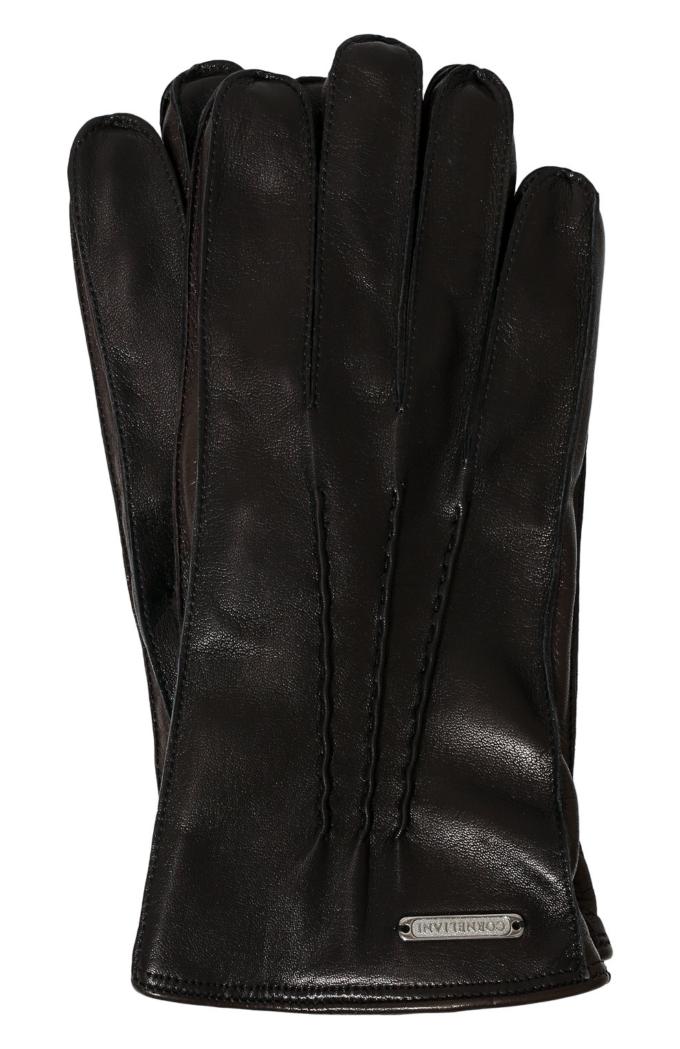 Мужские кожаные перчатки CORNELIANI черного цвета, арт. 90Q318-2820590/00 | Фото 1 (Материал: Натуральная кожа; Мужское Кросс-КТ: Кожа и замша)