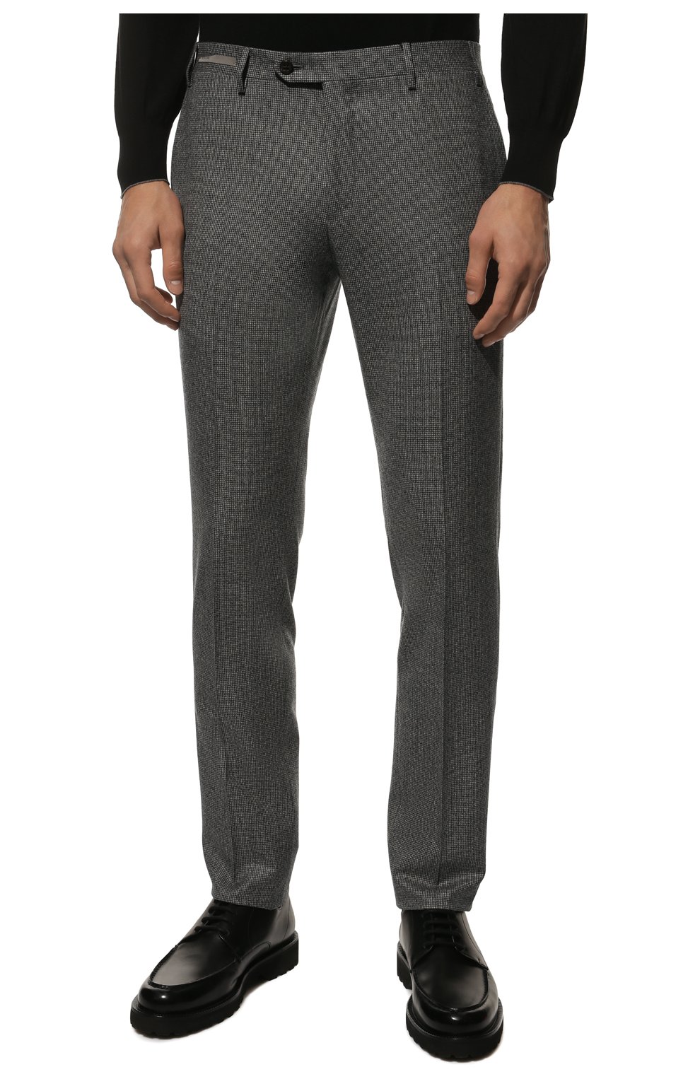 Мужские шерстяные брюки CORNELIANI серого цвета, арт. 905B01-2817226/02 | Фото 3 (Материал внешний: Шерсть; Длина (брюки, джинсы): Стандартные; Случай: Повседневный; Материал подклада: Вискоза; Стили: Кэжуэл)