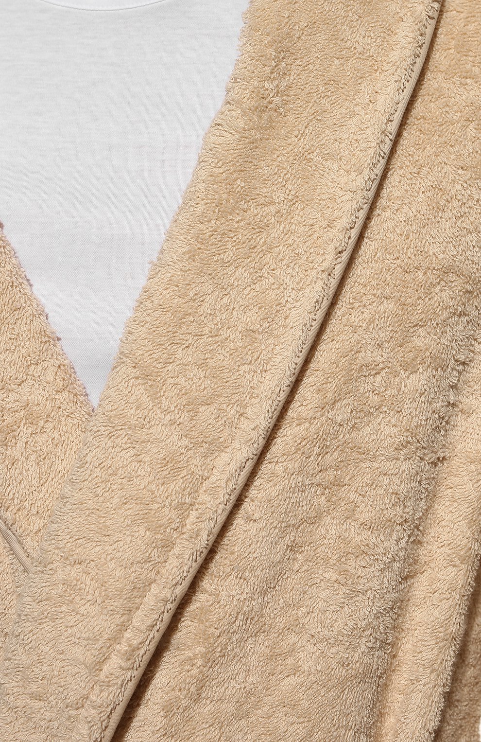 Мужской хлопковый халат FRETTE бежевого цвета, арт. FR4645 D2060 G02X | Фото 5 (Рукава: Длинные; Кросс-КТ: домашняя одежда; Материал внешний: Хлопок; Длина (верхняя одежда): Длинные)