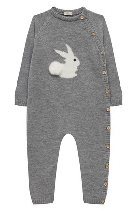 Детский шерстяной комбинезон BABY T серого цвета по цене 10900 руб., арт. 22AI171T/18M-3A | Фото 1 Детский шерстяной комбинезон BABY T серого цвета, арт. 22AI171T/18M-3A | Фото 1