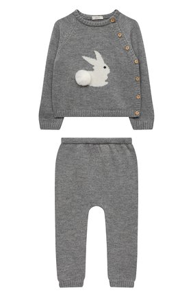 Детский комплект из пуловера и брюк BABY T серого цвета по цене 10900 руб., арт. 22AI170C/18M-3A | Фото 1 Детский комплект из пуловера и брюк BABY T серого цвета, арт. 22AI170C/18M-3A | Фото 1