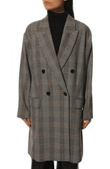 Женское пальто BOSS серого цвета, арт. 50476778 | Фото 3 (Материал внешний: Шерсть; Рукава: Длинные; Длина (верхняя одежда): До середины бедра; 1-2-бортные: Двубортные; Стили: Кэжуэл)