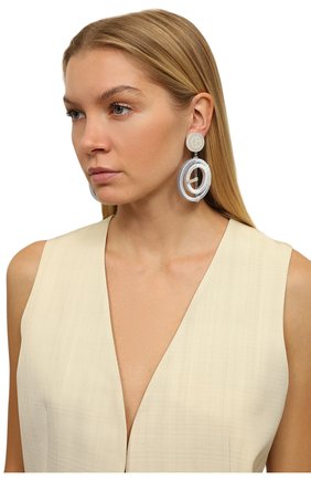 Женская клипсы GIORGIO ARMANI голубого цвета по цене 26350 руб., арт. 61C361 2F561 | Фото 2 Женская клипсы GIORGIO ARMANI голубого цвета, арт. 61C361 2F561 | Фото 2 (Женское Кросс-КТ: Клипсы-серьги; Материал: Металл)