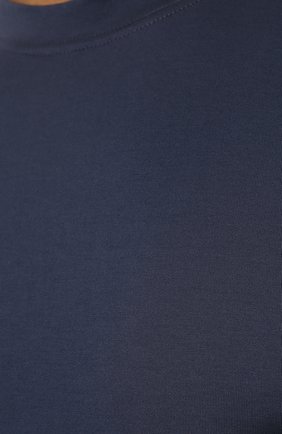 Мужская хлопковая футболка  BRUNELLO CUCINELLI темно-синего цвета, арт. M0T611308 | Фото 5 (Принт: Без принта; Рукава: Короткие; Длина (для топов): Стандартные; Материал внешний: Хлопок; Размерность: Маломерит; Стили: Кэжуэл)