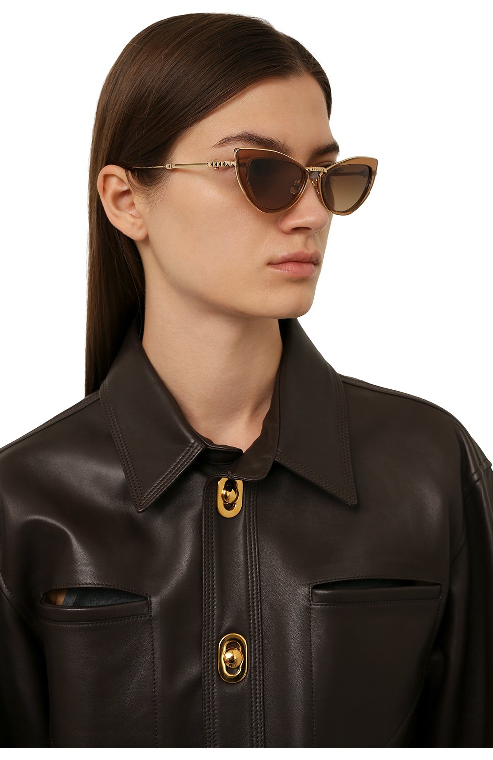 Женские солнце�защитные очки VALENTINO коричневого цвета, арт. VLS-102B | Фото 2 (Тип очков: С/з; Оптика Гендер: оптика-женское)