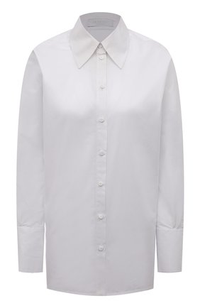 Женская хлопковая рубашка LA NEIGE белого цвета, арт. #CAS-3-LS | Фото 1 (Длина (для топов): Стандартные; Рукава: Длинные; Материал внешний: Хлопок; Женское Кросс-КТ: Рубашка-одежда; Принт: Без принта; Стили: Кэжуэл)