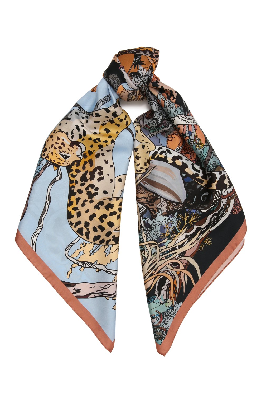 Женский шелковый платок pardus orientalis RADICAL CHIC разноцветного цвета, арт. 622962.07.02 | Фото 1 (Принт: С принтом; Материал: Текстиль, Шелк)
