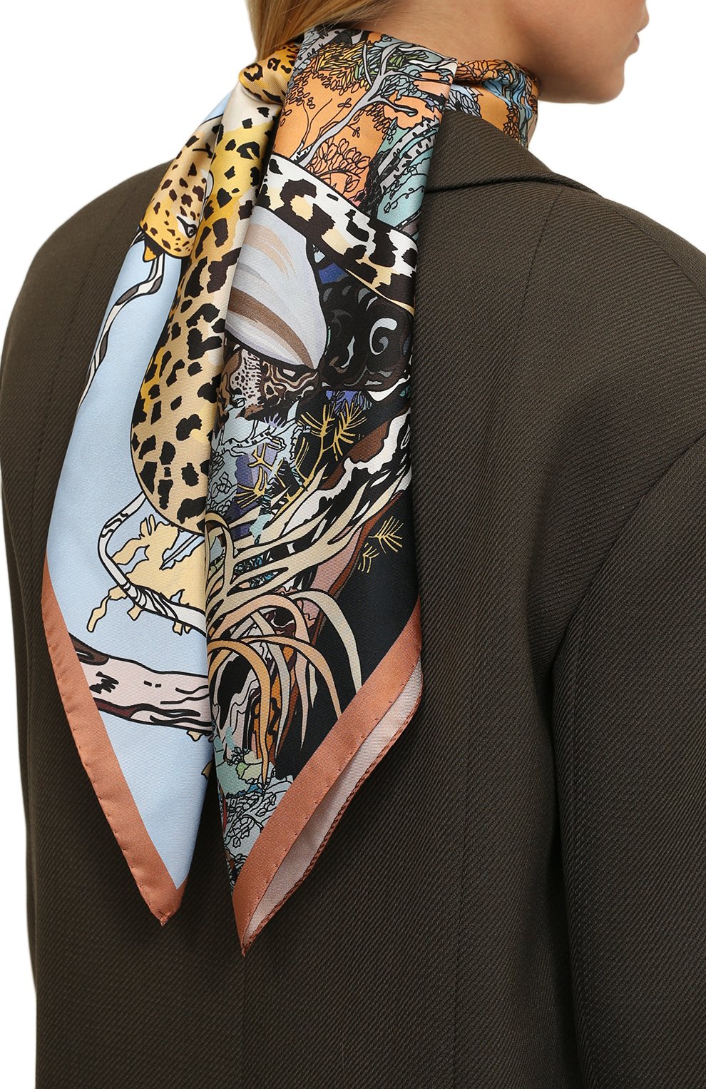 Женский шелковый платок pardus orientalis RADICAL CHIC разноцветного цвета, арт. 622962.07.02 | Фото 3 (Принт: С принтом; Материал: Текстиль, Шелк)