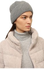 Женская кашемировая шапка INVERNI серого цвета, арт. 5080 CM | Фото 2 (Материал: Текстиль, Кашемир, Шерсть)