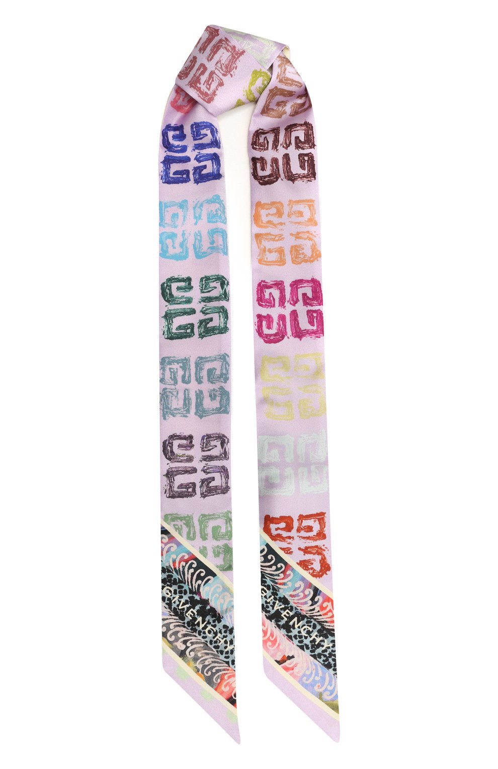 Женский шелковый шарф-бандо GIVENCHY фиолетового цвета, арт. GW5120/S0437 | Фото 1 (Материал: Текстиль, Шелк; Принт: С принтом)