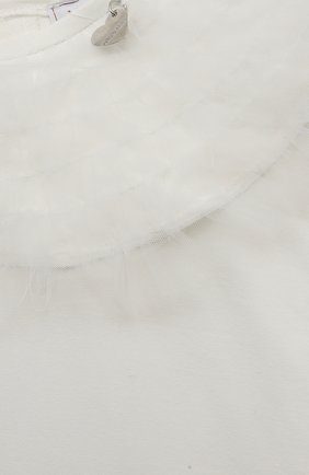 Детская хлопковый лонгслив MONNALISA белого цвета, арт. 170605 | Фото 3 (Рукава: Длинные; Материал внешний: Хлопок)