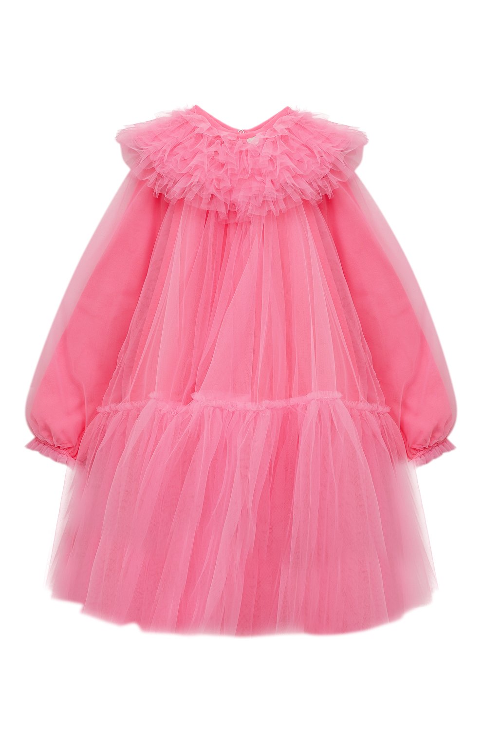 Детское платье MONNALISA розового цвета, арт. 170902 | Фото 1 (Рукава: Длинные; Материал внешний: Синтетический материал; Материал подклада: Хлопок)