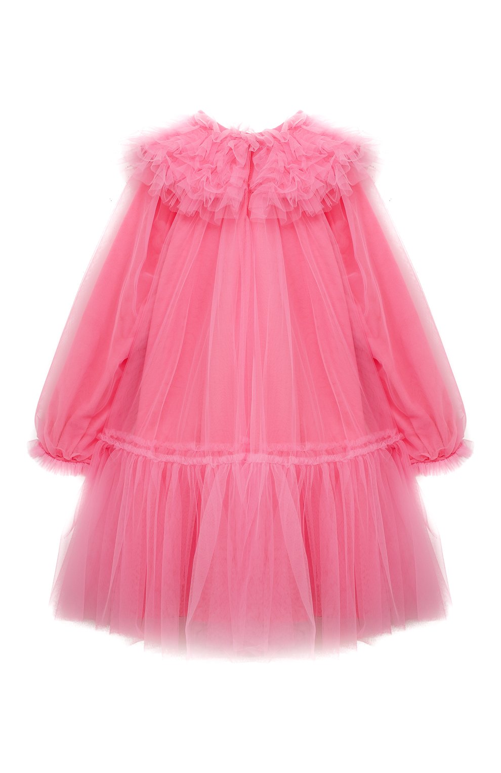 Детское платье MONNALISA розового цвета, арт. 170902 | Фото 2 (Рукава: Длинные; Материал внешний: Синтетический материал; Материал подклада: Хлопок)