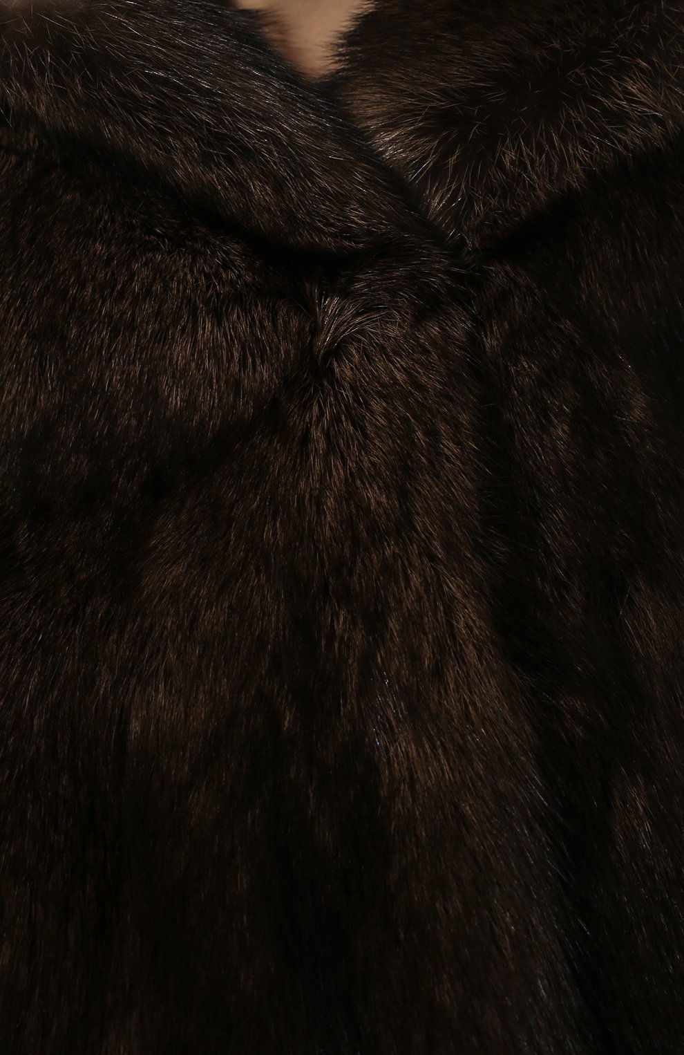 Женская шуба из меха куницы PRADA коричневого цвета, арт. 165374-1EAH-F0003 | Фото 5 (Женское Кросс-КТ: Мех; Рукава: Длинные; Длина (верхняя одежда): Короткие; Стили: Кэжуэл)
