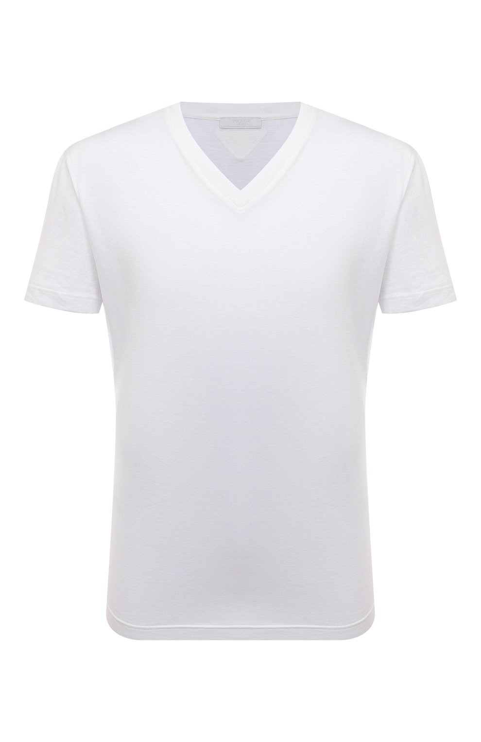 Мужская хлопковая футболка PRADA белого цвета, арт. UJM493-ILK-F0009-181 | Фото 1 (Принт: Без принта; Рукава: Короткие; Длина (для топов): Стандартные; Материал внешний: Хлопок; Стили: Кэжуэл)