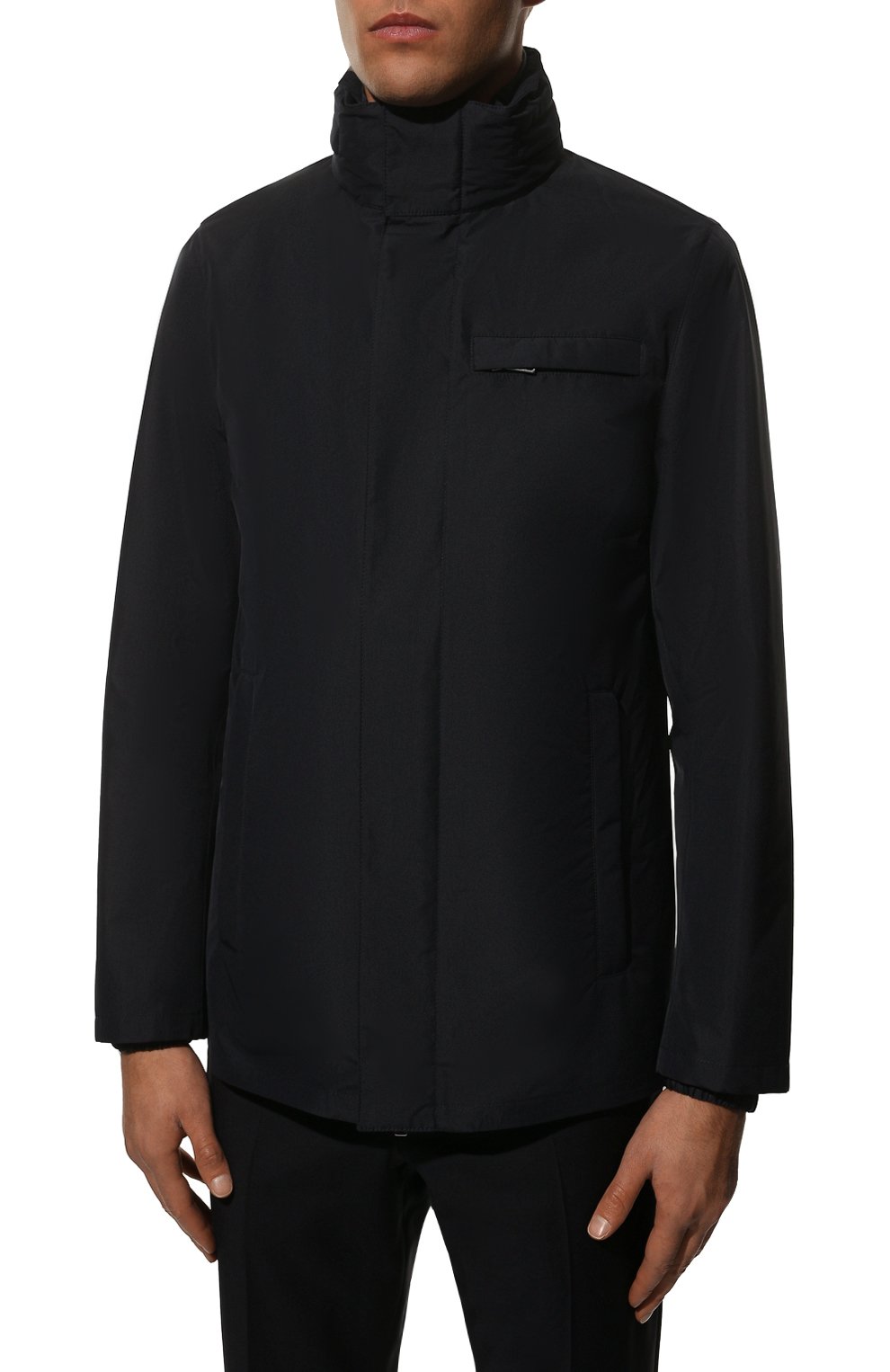 Мужская утепленная куртка PRADA темно-синего цвета, арт. SGB041-1X01-F0124-191 | Фото 3 (Кросс-КТ: Куртка; Рукава: Длинные; Материал внешний: Синтетический материал; Мужское Кросс-КТ: утепленные куртки; Длина (верхняя одежда): Короткие; Стили: Кэжуэл)