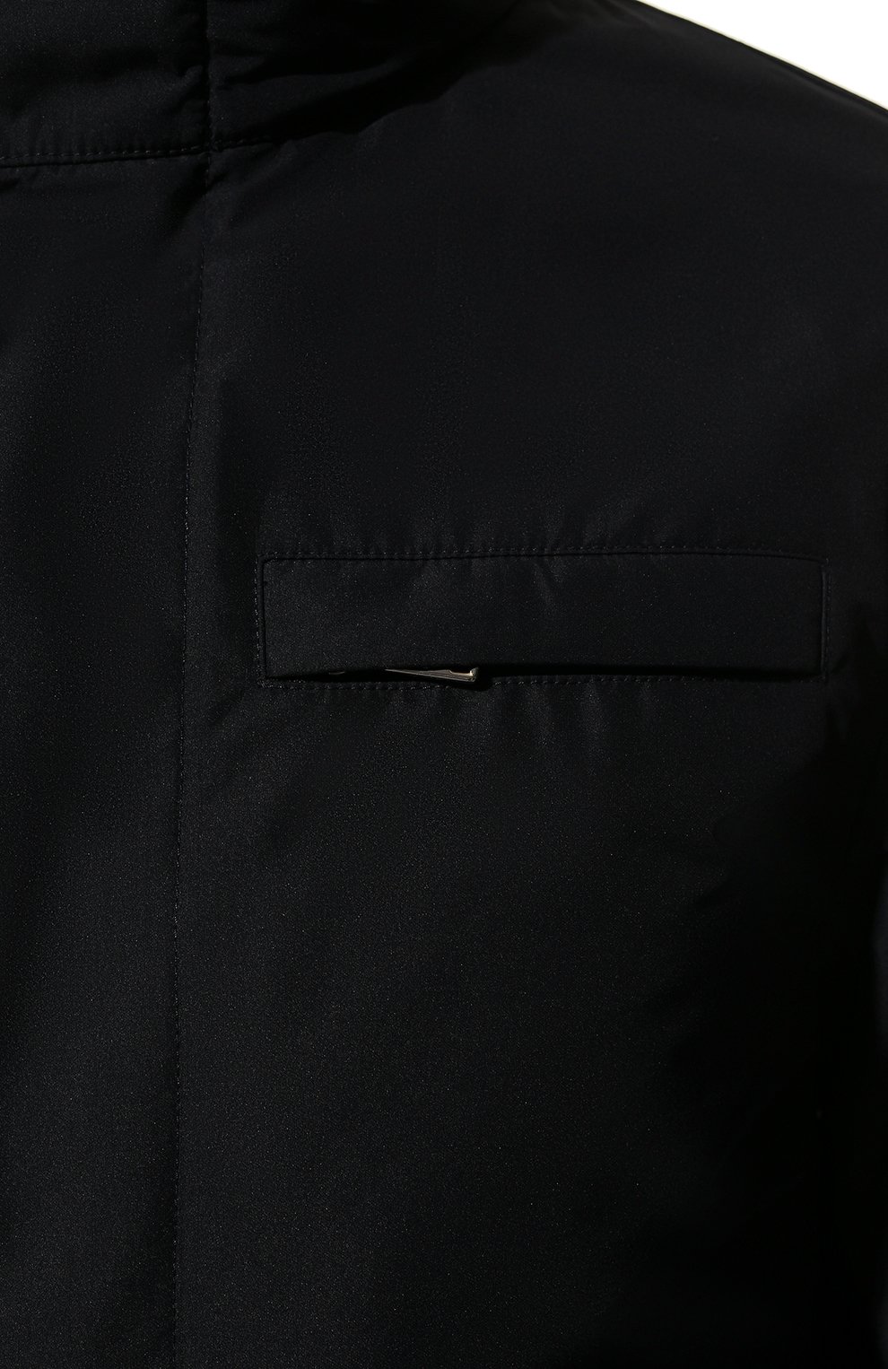 Мужская утепленная куртка PRADA темно-синего цвета, арт. SGB041-1X01-F0124-191 | Фото 5 (Кросс-КТ: Куртка; Рукава: Длинные; Материал внешний: Синтетический материал; Мужское Кросс-КТ: утепленные куртки; Длина (верхняя одежда): Короткие; Стили: Кэжуэл)