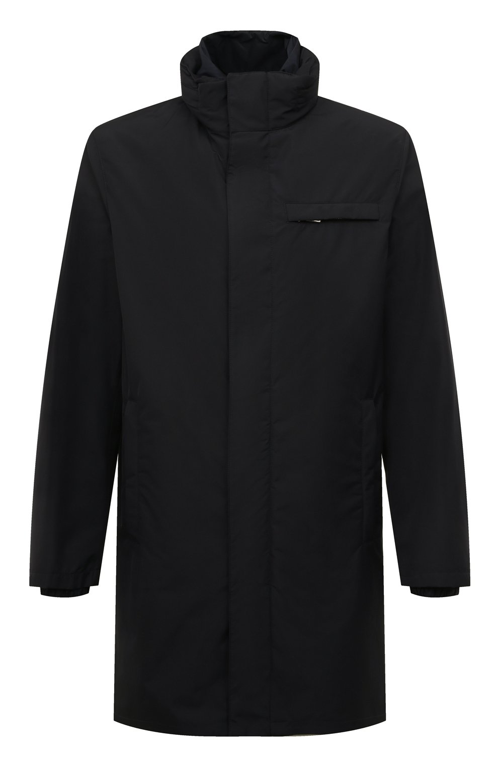 Мужская утепленная куртка PRADA темно-синего цвета, арт. SGB042-1X01-F0124-191 | Фото 1 (Кросс-КТ: Куртка; Рукава: Длинные; Длина (верхняя одежда): До середины бедра; Материал внешний: Синтетический материал; Мужское Кросс-КТ: утепленные куртки; Стили: Кэжуэл)