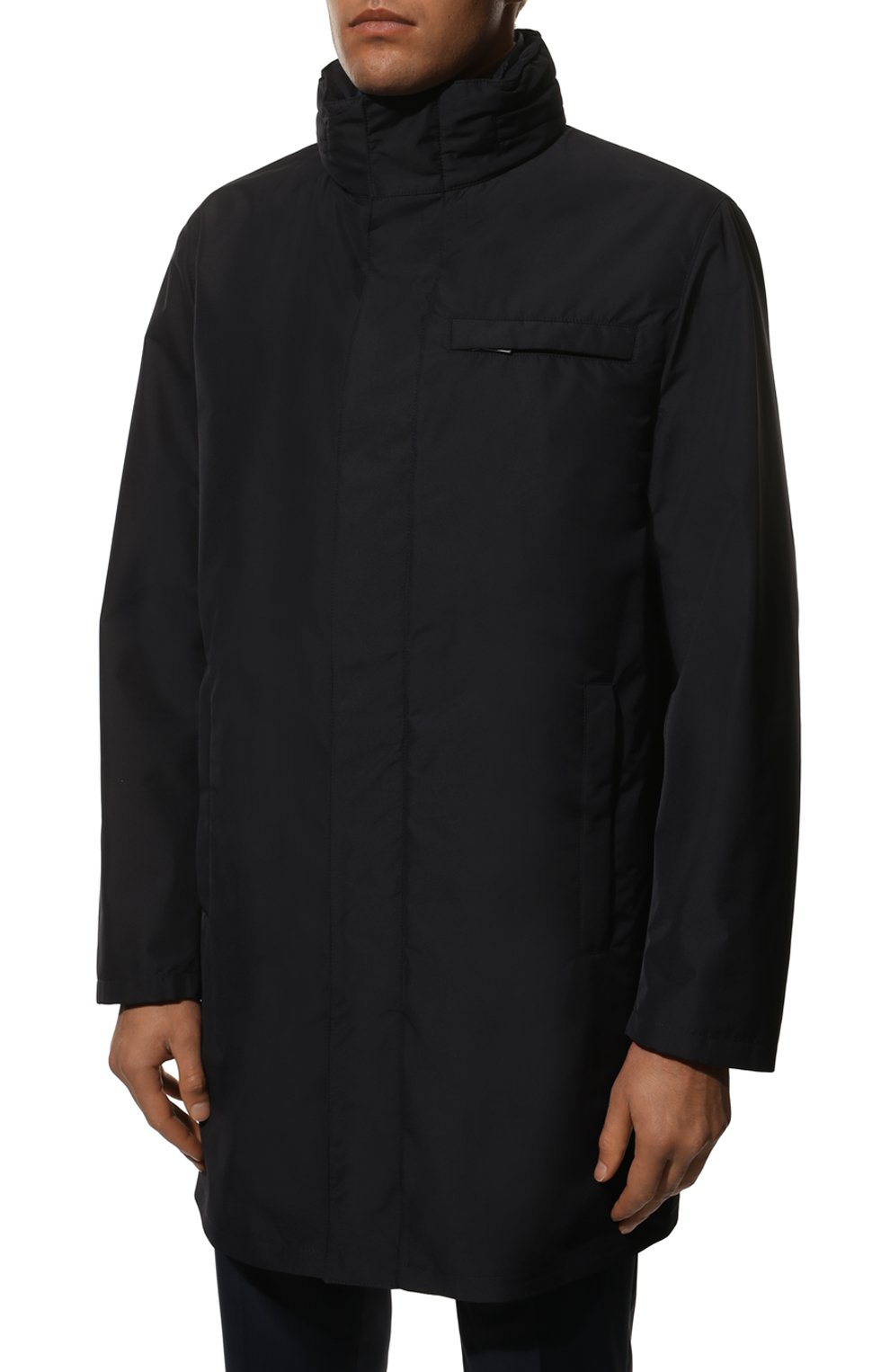 Мужская утепленная куртка PRADA темно-синего цвета, арт. SGB042-1X01-F0124-191 | Фото 3 (Кросс-КТ: Куртка; Рукава: Длинные; Длина (верхняя одежда): До середины бедра; Материал внешний: Синтетический материал; Мужское Кросс-КТ: утепленные куртки; Стили: Кэжуэл)
