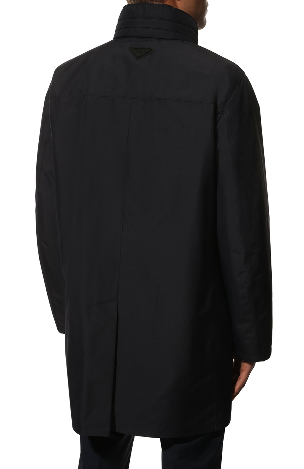 Мужская утепленная куртка PRADA темно-синего цвета, арт. SGB042-1X01-F0124-191 | Фото 4 (Кросс-КТ: Куртка; Рукава: Длинные; Длина (верхняя одежда): До середины бедра; Материал внешний: Синтетический материал; Мужское Кросс-КТ: утепленные куртки; Стили: Кэжуэл)